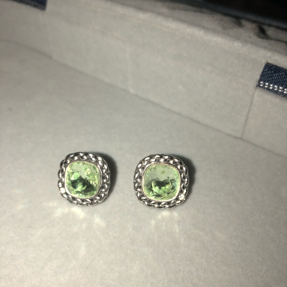 Swarovski green studded earrings